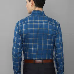 Allen Solly Men Blue Cotton Slim Fit Tartan Checks Checked Formal Shirt image 4