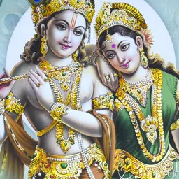 Gallery99 Green & Blue Lord Krishna & Radha Religious Textured Framed Wall Art image 2