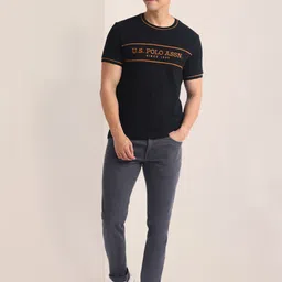 U.S. Polo Assn. Men Typography Striped Applique Slim Fit T-shirt image 5