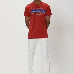 Mufti Typography Printed Pure Cotton Slim Fit T-shirt image 3