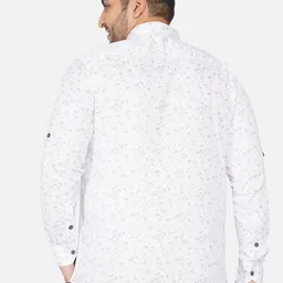 John Pride Men White Printed Plus Size Casual Shirt image 2