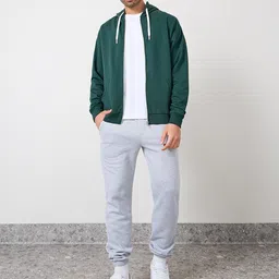 Styli Green Hooded Long Sleeves Relaxed Fit Front-Open Sweatshirt image 2