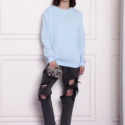 Imsa Moda Typography Printed Pullover Ribbed Sweatshirt image 5