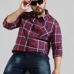 Instafab Plus Men Plus Size Classic Checked Casual Cotton Shirt-picture-28