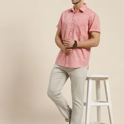 SOJANYA Men Pink Classic Regular Fit Solid Casual Shirt image 4