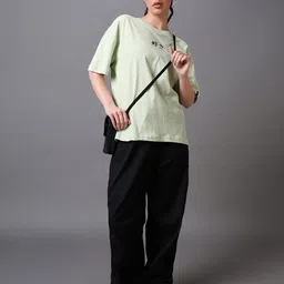 Bewakoof Air 1.0 Graphic Printed Drop-Shoulder Sleeves Oversized Cotton Casual T-shirt image 5