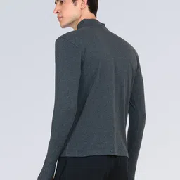 appulse Men Charcoal Grey High Neck Thumbopen T-Shirt image 5