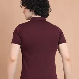 berry blues Half Sleeve Mandarin Collar Cotton T-shirt image 5