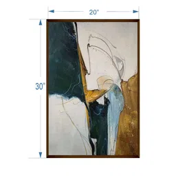 The Art House White & Green Abstract Painting Wall Art Brown Frame image 5