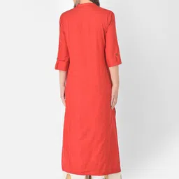 Pistaa Women Red Pleated Kurta With Printed Palazzos image 5