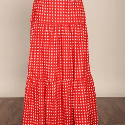 KAORI BY SHREYA AGARWAL Bliss Pure Cotton Crop Top With Checked Tiered Maxi Skirt Co-Ords image 3