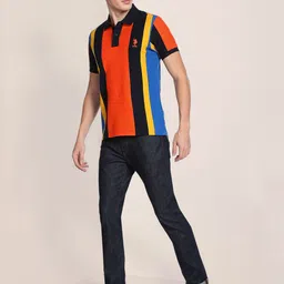 U.S. Polo Assn. Men Polo Collar Striped Slim Fit Cotton T-shirt image 5
