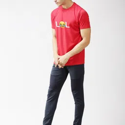 EPPE Men Red Typography Printed T-shirt image 2