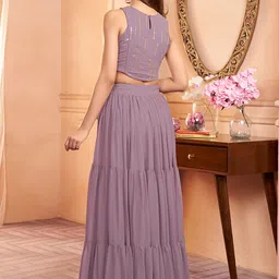 Inddus Embroidered Top With Skirt image 4