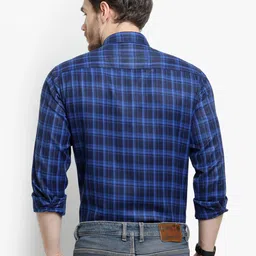 D Kumar Men Blue Standard Checked Formal Shirt image 3