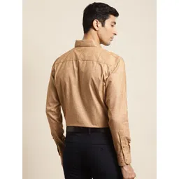 SOJANYA Men Beige Cotton Linen Classic Fit Solid Formal Shirt image 2