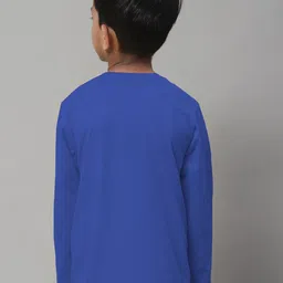 Friskers Boys Blue Typography Printed V-Neck Applique T-shirt image 3