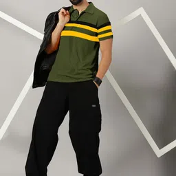 AUSK Men Striped Polo Collar Cotton T-shirt image 4