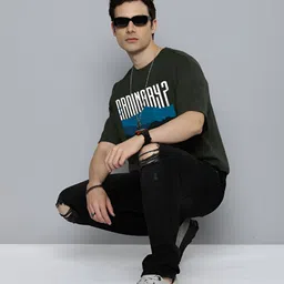R.Code by The Roadster Life Co. Men Typography Printed Applique T-shirt image 5