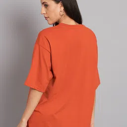 Imsa Moda Typography Printed Drop-Shoulder Sleeves Cotton T-shirt image 5