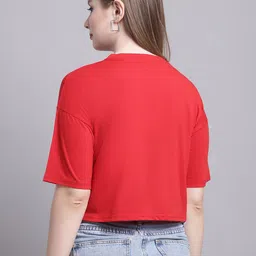 GRACIT Graphic Printed Drop-Shoulder Sleeves Pure Cotton Crop Oversized T-shirt image 2