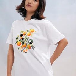 street by tokyo talkies Tokyo Talkies Women Graphic Printed Drop-Shoulder Sleeves Cotton Relaxed Fit T-shirt image 5