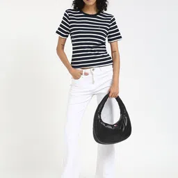 Tommy Hilfiger Women Striped Round Neck Cotton T-shirt image 2