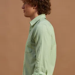 THINC Men Spread Collar Solid Cotton Casual Shirt image 2