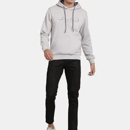 t-base Typography Printed Hooded Cotton Sweatshirt image 4