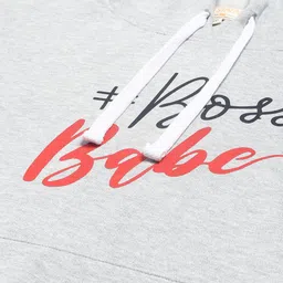 Instafab Plus Women Grey Printed Hooded Sweatshirt image 4