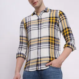 Lee Slim Fit Tartan Checked Spread Collar Twill Casual Shirt-image-38