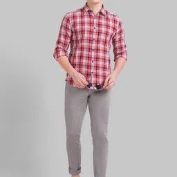Parx Men Red Slim Fit Tartan Checks Checked Cotton Casual Shirt image 5