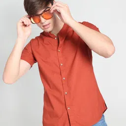 Flying Machine Mandarin Collar Short Sleeves Pure Cotton Casual Shirt image 2