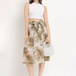 NUEVOSDAMAS Floral Printed A-Line Midi Skirt image 4