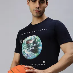 ONN Men Navy Blue Printed Regular Fit T-shirt-image-31