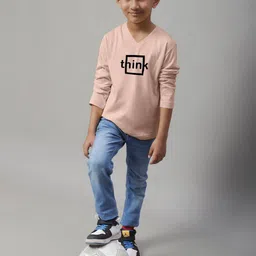 Friskers Boys Coral Typography Printed V-Neck Pockets T-shirt image 4