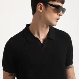 THE BEAR HOUSE Self Design Regular Fit Polo Collar Cotton T-shirt-picture-12