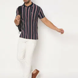 Duke Men Striped Polo Collar Cotton T-shirt image 5