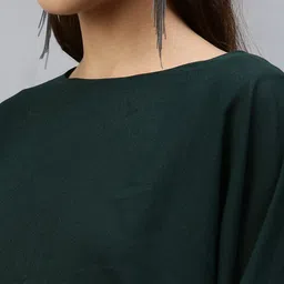 SHOWOFF Women Green Solid Top & Skirt image 2