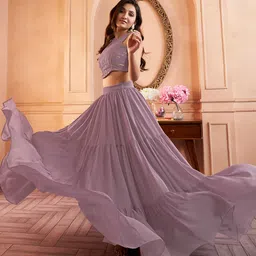 Inddus Embroidered Top With Skirt image 2