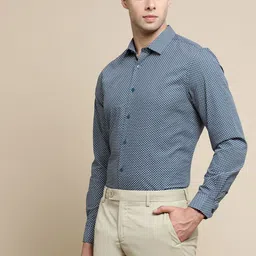 INVICTUS Standard Slim Fit Micro Ditsy Printed Cotton Formal Shirt-picture-36