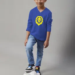 Friskers Boys Printed V-Neck Long Sleeves Cotton T-shirt image 4