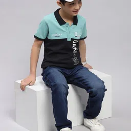 Monte Carlo Boys Summer Typography Printed Polo Collar Cotton T-shirt image 2