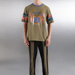 Breakbounce Typography Printed Round Neck Drop-Shoulder Sleeves Cotton Oversized T-shirt image 2