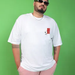 Bewakoof Plus Snoopy Printed Drop-Shoulder Sleeves Oversized Cotton Casual T-shirt image 5