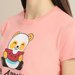 Fabflee Women Peach-Coloured & Pink Pack of 2 Printed T-shirt image 4