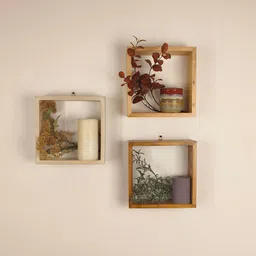 symplify Edward Rectangular Shaped Set Of 3 Solid Wood Wall Shelves image 1