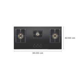 Elica PRO FB MFC 3B 90 DX FFD Glass Top 3 Burner Automatic Electric Hob (Round Metallic Knob, Black) image 2