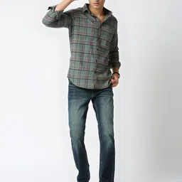 HJ HASASI Men Relaxed Tartan Checks Opaque Checked Casual Shirt image 5