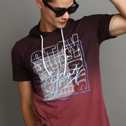 V-Mart Typography Printed Hooded Cotton T-shirt image 4